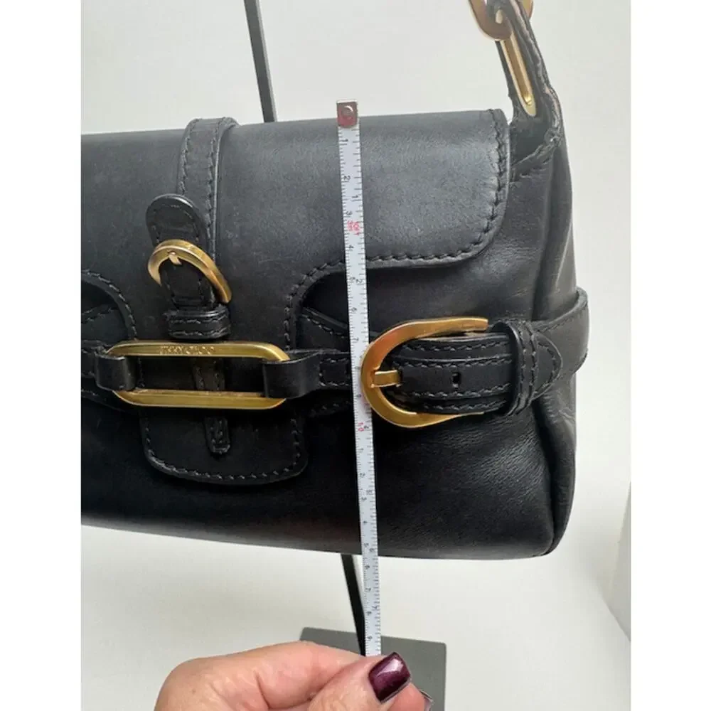 Jimmy Choo Tulita Black Leather Gold Hardware Shoulder Bag